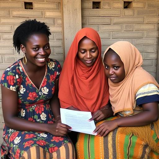 A Ugandan family sitting together, discussing their financial plans and goals.