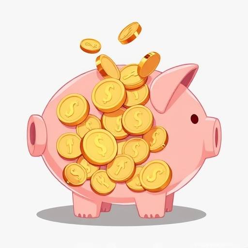 Illustrative depiction of coins being placed into a piggy bank, symbolizing saving strategies